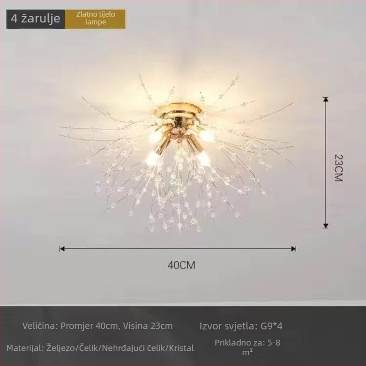 Svjetlosni luksuzni luster za dnevni boravak, lampa za spavaću sobu, kristalna lampa, moderna jednostavna skandinavska krijesnica, popularne restoranske lampe, maslačak