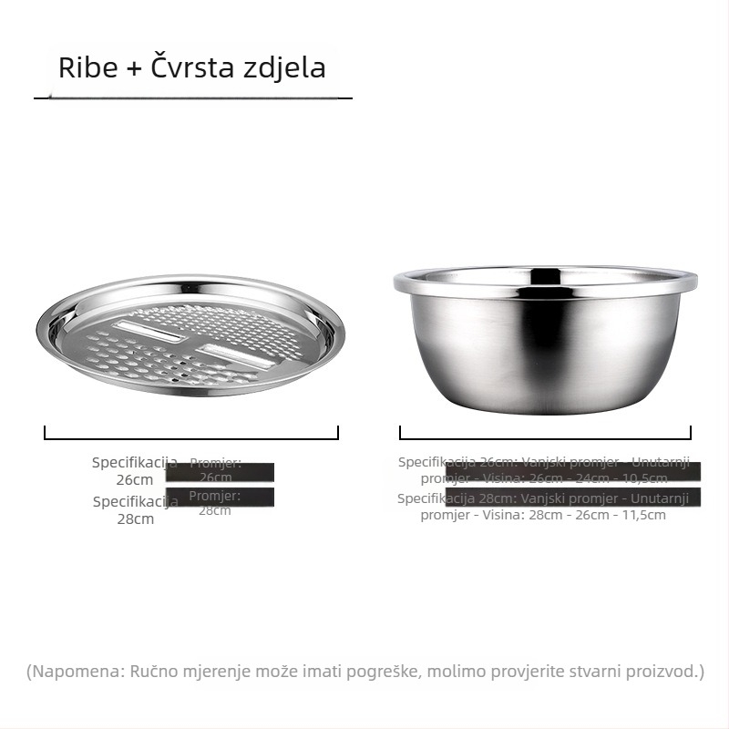 Tvornica izravno isporučuje višenamjenski set od tri dijela od nehrđajućeg čelika, sito za rižu Amoy, umivaonik za odvod kuhinje