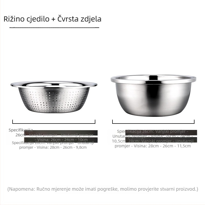 Tvornica izravno isporučuje višenamjenski set od tri dijela od nehrđajućeg čelika, sito za rižu Amoy, umivaonik za odvod kuhinje