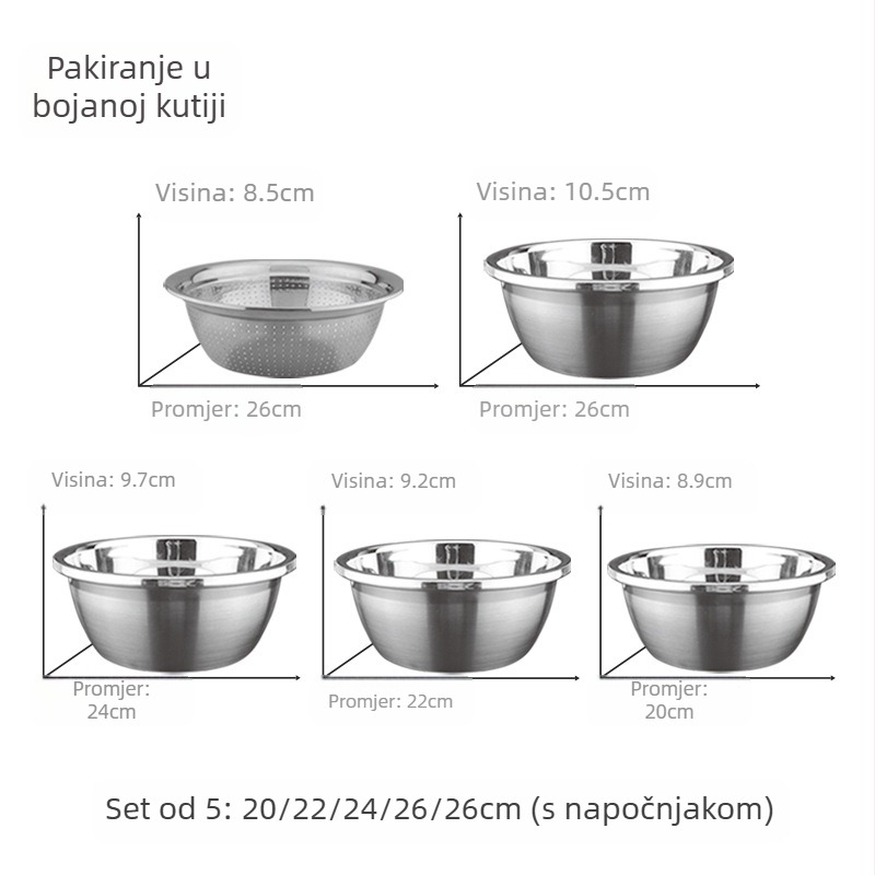 Tvornica izravno isporučuje višenamjenski set od tri dijela od nehrđajućeg čelika, sito za rižu Amoy, umivaonik za odvod kuhinje