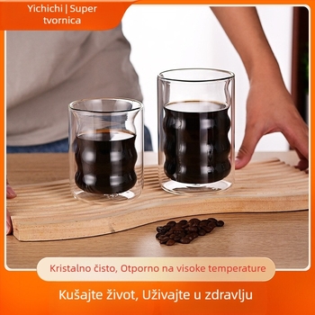 Kreativna dvoslojna staklena šalica s visokim borosilikatnim učinkom, visokoosjetljiva kućna toplinska izolacija, proizvođači šalica za kavu, veleprodaja šalica za vodu