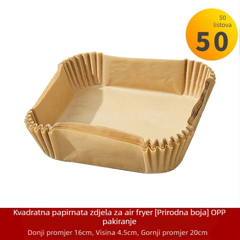 Amazon Explosions Papir za fritezu na vrući zrak Pravokutni papir za fritezu na vrući zrak Papir za pečenje od silikonskog ulja Pladanj za papir sa silikonskim uljem za jednokratnu upotrebu