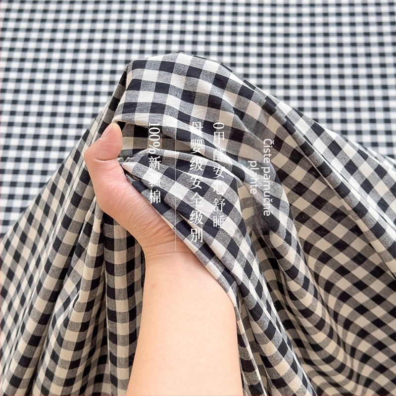 Dobra 100% čista pamučna posteljina, netiskani karirani set od tri dijela za spavaonicu, pamučna jastučnica klase A, oprani pamuk za majku i dojenče