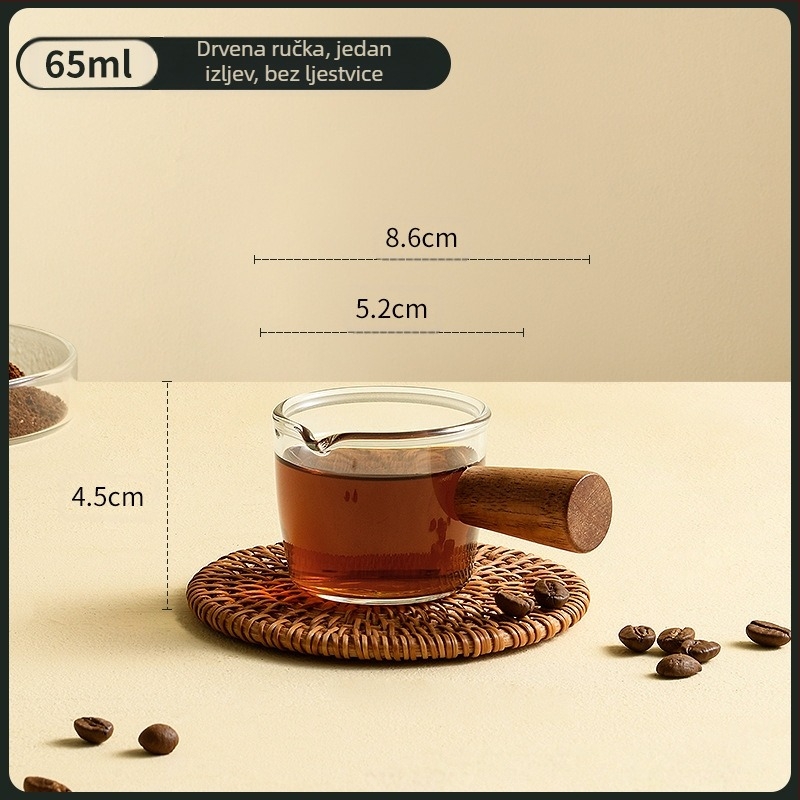 Šalica za ekstrakciju kave, staklena s vagom, drvena ručka, mjerna šalica za espresso, mala šalica za mlijeko, izvrsna i vrhunska