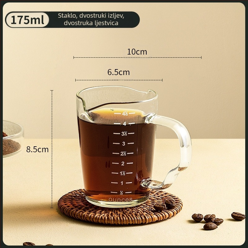 Šalica za ekstrakciju kave, staklena s vagom, drvena ručka, mjerna šalica za espresso, mala šalica za mlijeko, izvrsna i vrhunska