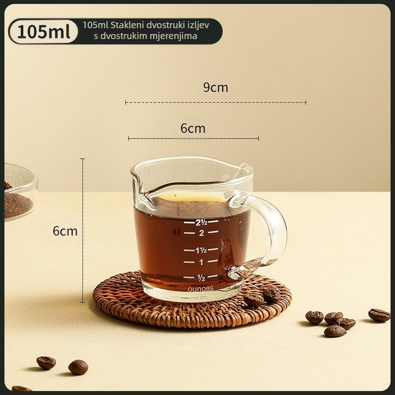 Šalica za ekstrakciju kave, staklena s vagom, drvena ručka, mjerna šalica za espresso, mala šalica za mlijeko, izvrsna i vrhunska