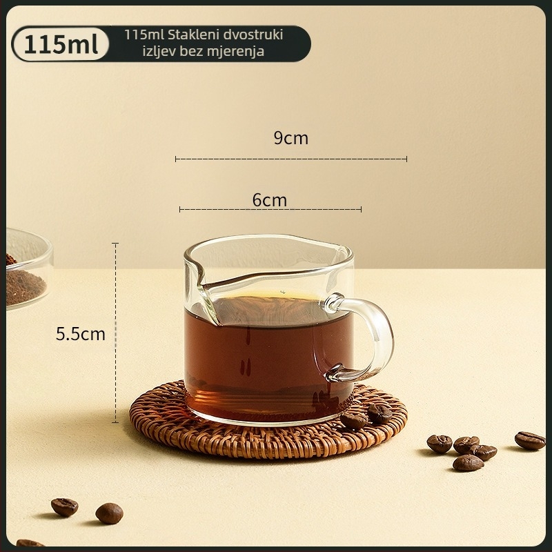 Šalica za ekstrakciju kave, staklena s vagom, drvena ručka, mjerna šalica za espresso, mala šalica za mlijeko, izvrsna i vrhunska