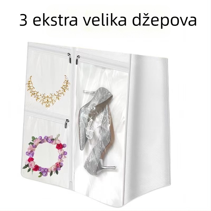 Prekogranična torba za pohranu vjenčanica, otporna na prašinu i vlagu, netkana tkanina s torbom za pohranu torbice, suknjom i navlakom za prašinu