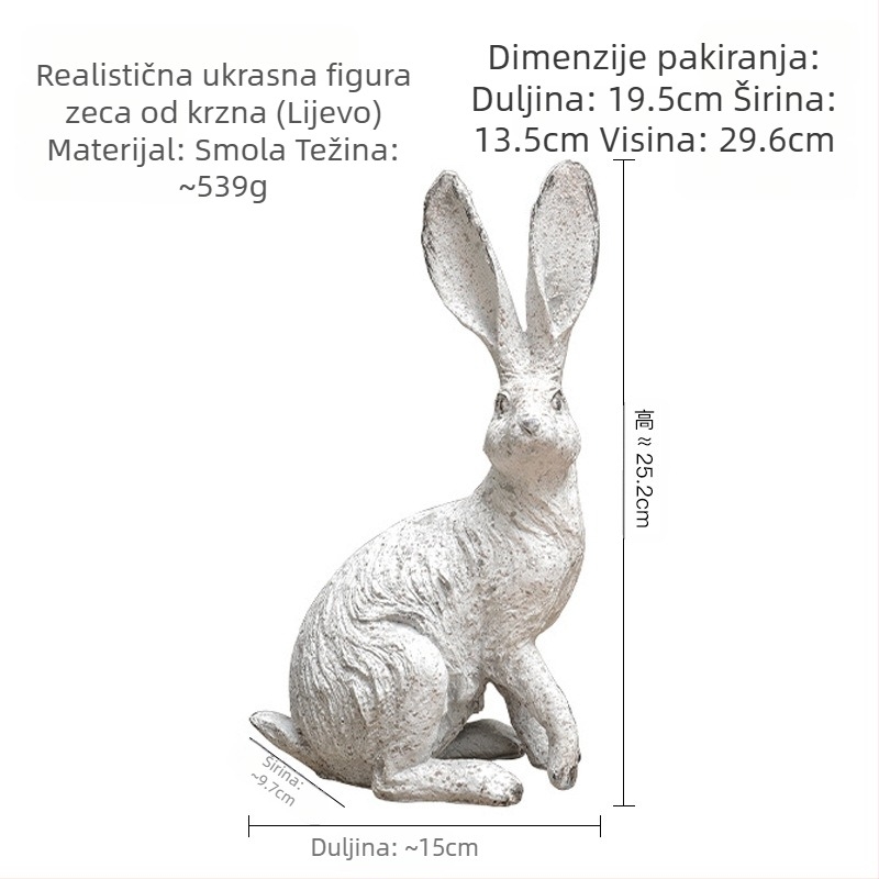 Američki seoski antikni antikni rekviziti za pucanje, simulacija vrtnog dvorišta, osjećaj vune, ukrasi za zečje uši s dugim ušima
