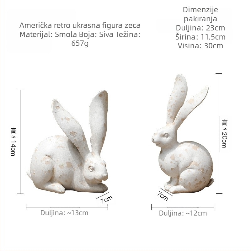 Američki seoski antikni antikni rekviziti za pucanje, simulacija vrtnog dvorišta, osjećaj vune, ukrasi za zečje uši s dugim ušima