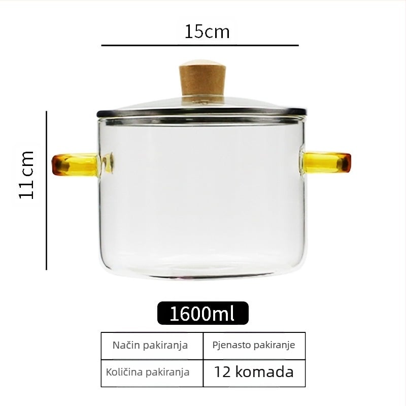 Stakleni lonac za juhu velikog kapaciteta s ručkom, zeleni, s ručkom, otporan na visoke temperature, univerzalni, otvoreni plamen