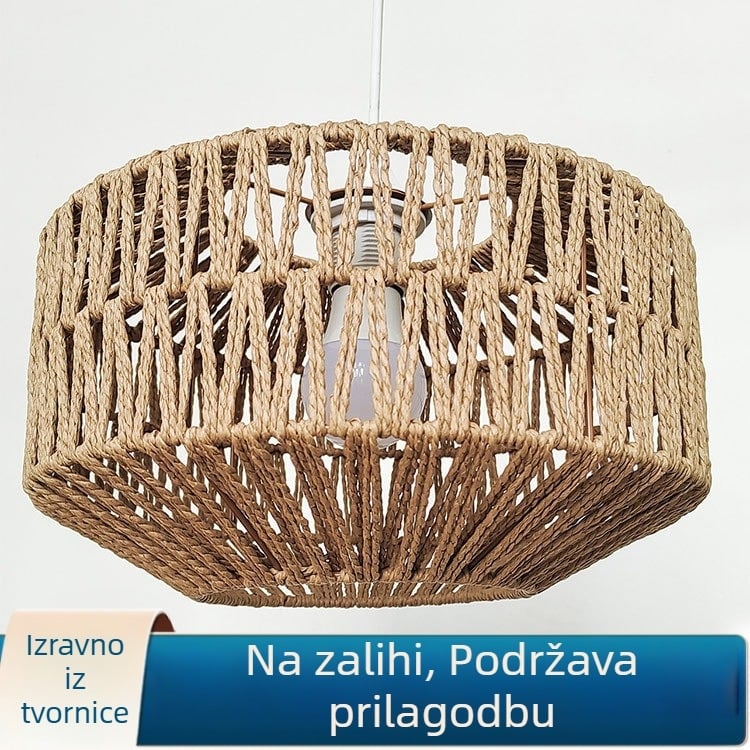 Luster za blagovaonicu, svjetiljka za hodnik, sjenilo od papirnatog užeta, ručno pleteno sjenilo, kreativni luster za hodnik, ukrasno sjenilo