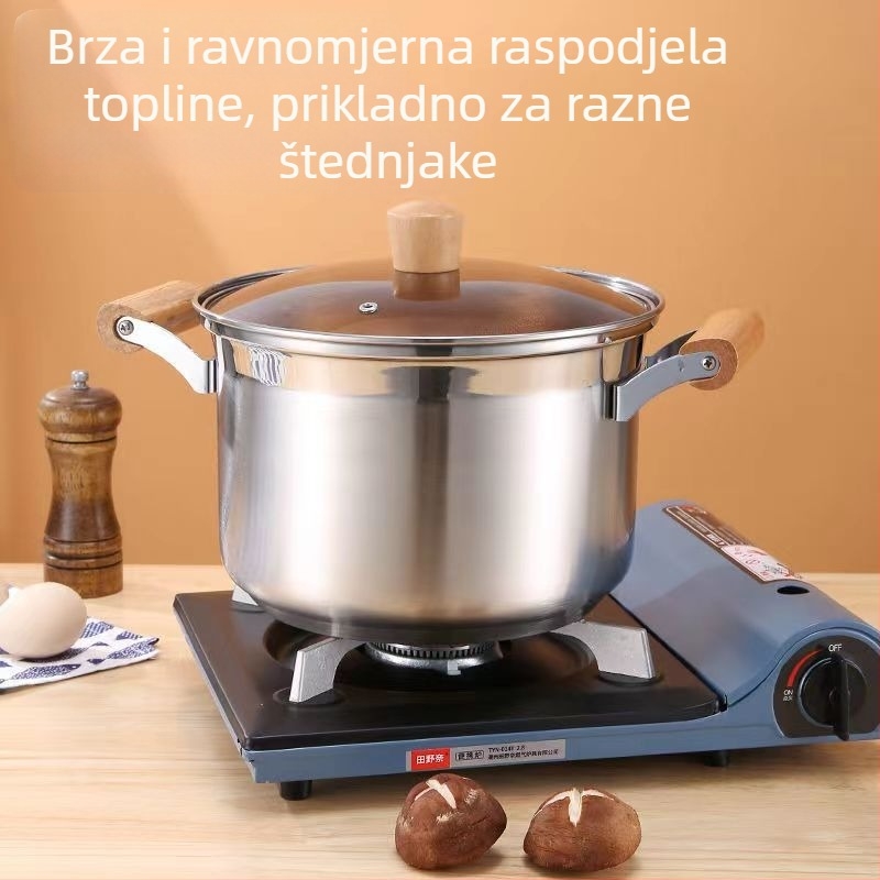 Nemagnetski zadebljani lonac za juhu od nehrđajućeg čelika, lonac za mlijeko, lonac za dodatke prehrani, lonac za kuhanje, vrući lonac, plinski indukcijski štednjak, univerzalni neprianjajući