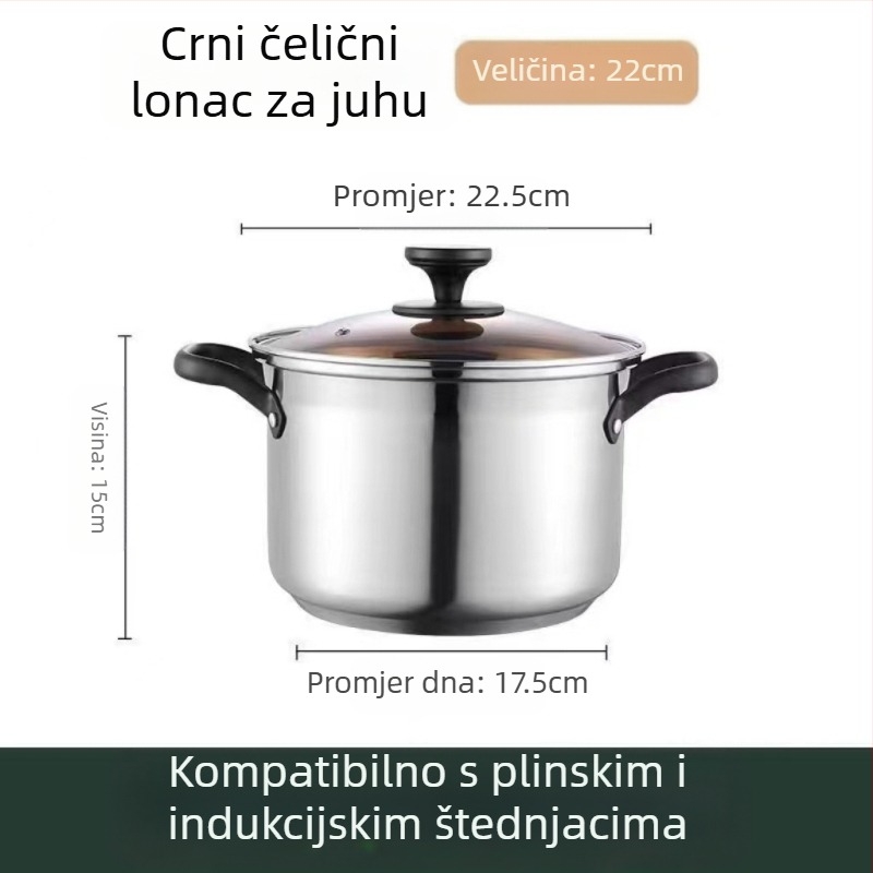 Nemagnetski zadebljani lonac za juhu od nehrđajućeg čelika, lonac za mlijeko, lonac za dodatke prehrani, lonac za kuhanje, vrući lonac, plinski indukcijski štednjak, univerzalni neprianjajući