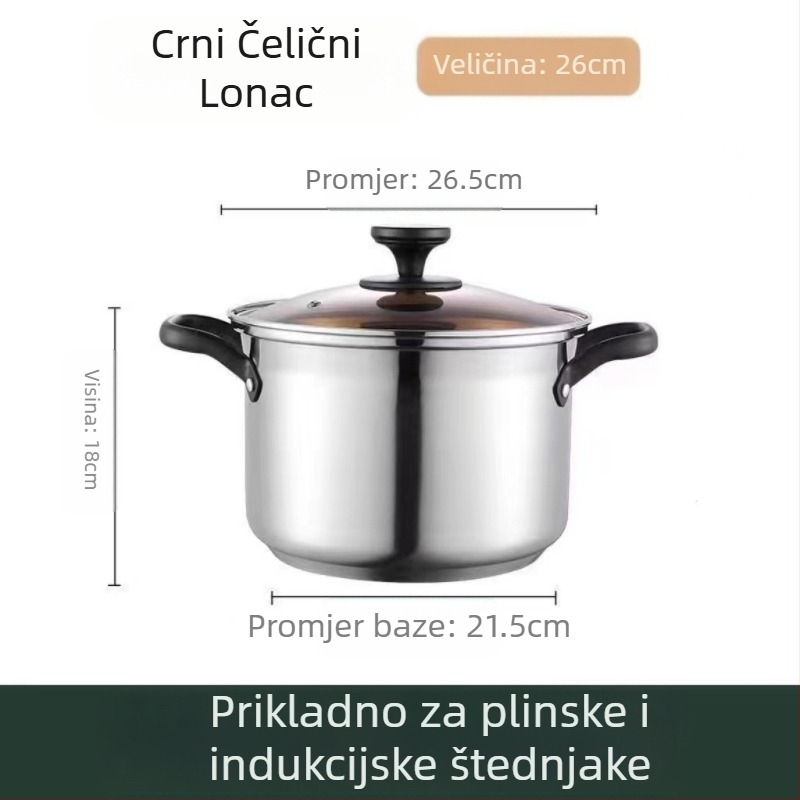 Nemagnetski zadebljani lonac za juhu od nehrđajućeg čelika, lonac za mlijeko, lonac za dodatke prehrani, lonac za kuhanje, vrući lonac, plinski indukcijski štednjak, univerzalni neprianjajući
