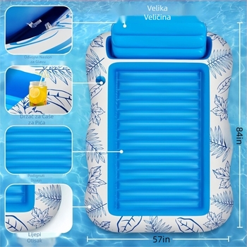 Napuhavanje, plutajući krevet od javorovog lista, prsten za plivanje za odrasle, naslon za leđa, plutajući veslački ležaj za igru u vodi, suncobran, naslonjač