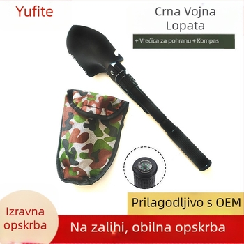 Vruća rasprodaja opreme za vanjsku upotrebu, lopata, sklopiva lopata mala s kompasom, sklopiva lopata za kampiranje, prijenosna sklopiva lopata za ribolov.