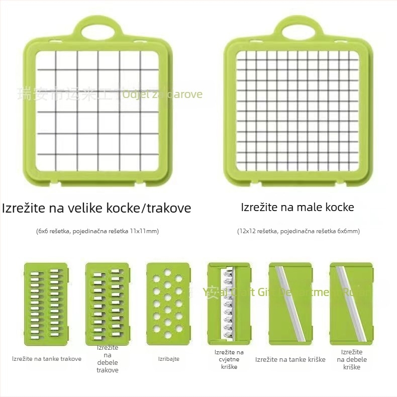 Prekogranični kućanski kuhinjski višenamjenski rezač povrća, prijenosni, jednostavni za čišćenje, rende, rezač za kockice