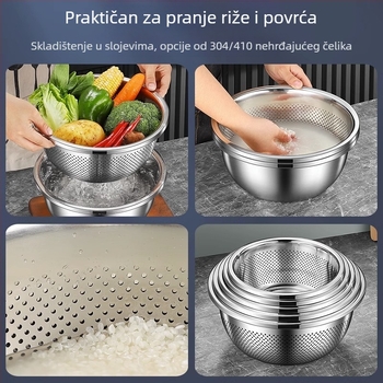 Umivaonik od nehrđajućeg čelika 304 zadebljan i višenamjenski umivaonik, umivaonik za povrće, umivaonik za jaja, umivaonik za kućanstvo s juhom