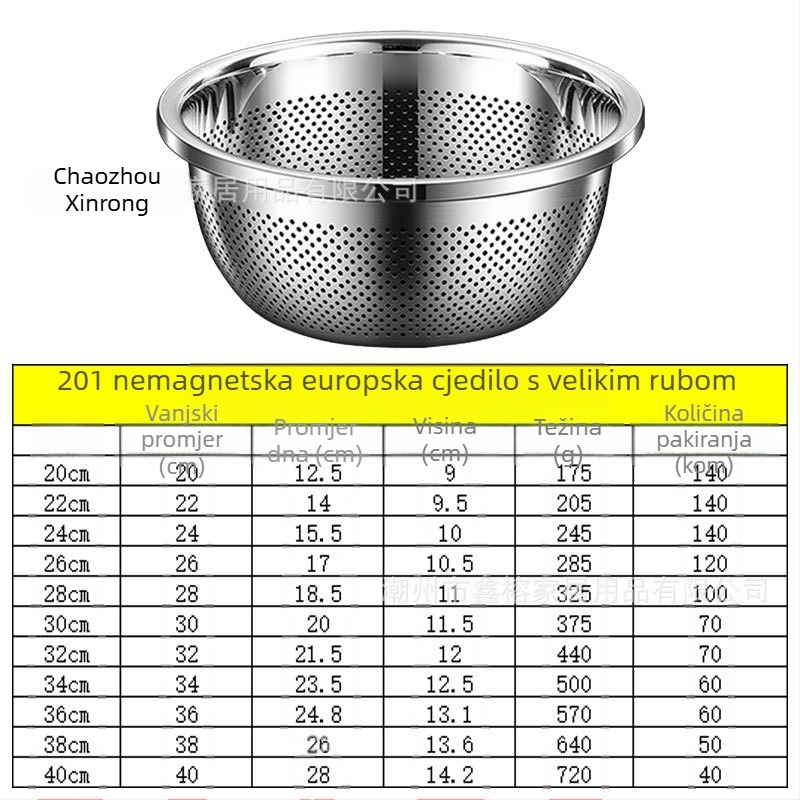 Umivaonik od nehrđajućeg čelika 304 zadebljan i višenamjenski umivaonik, umivaonik za povrće, umivaonik za jaja, umivaonik za kućanstvo s juhom