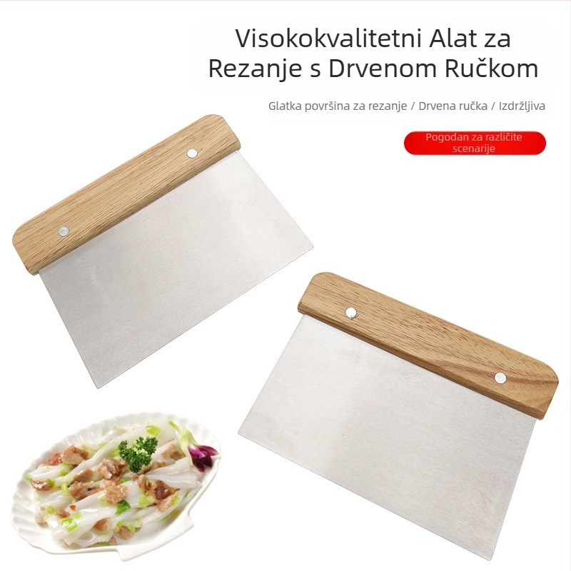 Rezač rezanaca od nehrđajućeg čelika s drvenom drškom, strugač za kobasice u prahu, strugač za brašno, strugač za kolače, tijesto, sapun, višenamjenski nož za povrće