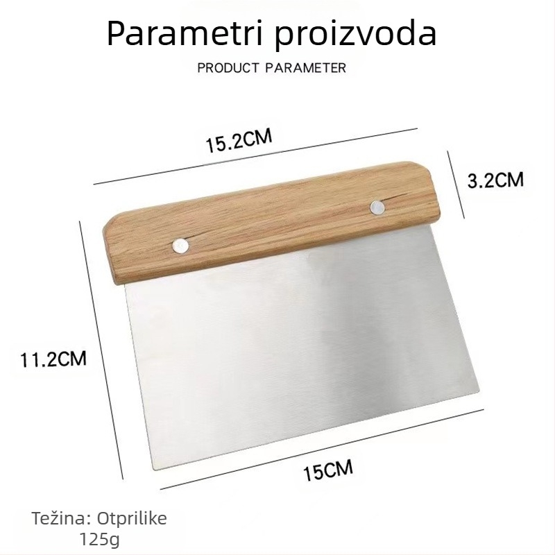 Rezač rezanaca od nehrđajućeg čelika s drvenom drškom, strugač za kobasice u prahu, strugač za brašno, strugač za kolače, tijesto, sapun, višenamjenski nož za povrće
