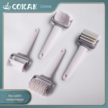 Set valjaka za pizzu s uzorkom, plastični mrežasti nož, kuhinjski višenamjenski valjkasti nož, kreativna ploča za kuhanje s rezancima za kruh