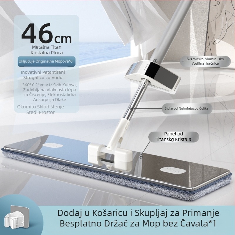 2024 Novi titan kristalni ravni mop za ručno pranje, kućanski mop za čišćenje, lijeni mop, artefakt mopa, mop, mop, štedi rad