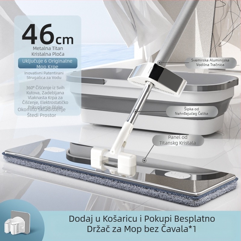 2024 Novi titan kristalni ravni mop za ručno pranje, kućanski mop za čišćenje, lijeni mop, artefakt mopa, mop, mop, štedi rad