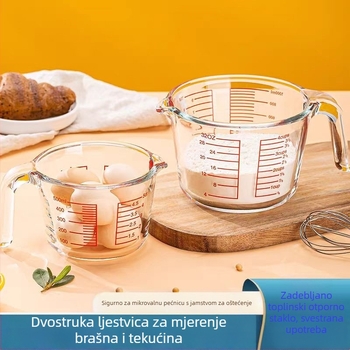 Staklena mjerna posuda otporna na visoke temperature s vagom, posuda za pečenje u mikrovalnoj pećnici, posuda za mućenje jaja s mjernom posudom