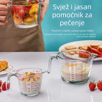Staklena mjerna posuda otporna na visoke temperature s vagom, posuda za pečenje u mikrovalnoj pećnici, posuda za mućenje jaja s mjernom posudom
