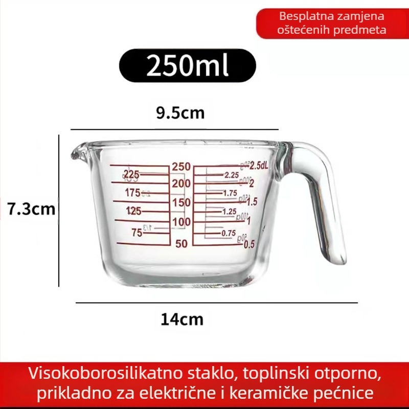 Staklena mjerna posuda otporna na visoke temperature s vagom, posuda za pečenje u mikrovalnoj pećnici, posuda za mućenje jaja s mjernom posudom