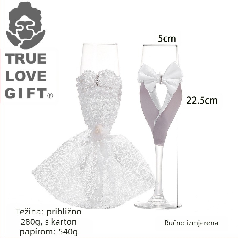 Vjenčana šalica za vjenčanje, romantično vjenčanje, šampanjac, ljubavni set, primopredaja čaše za vino za mladenku i mladoženju
