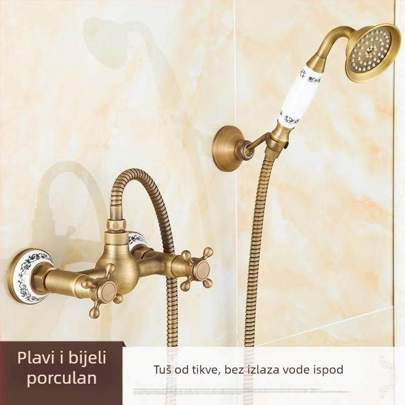 Potpuno bakrena antikna jednostavna tuš kabina europskog stila kupaonski tuš slavina za tuš retro utičnica za tuš
