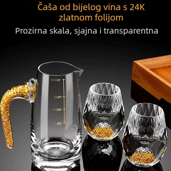 Fasetna čaša za ispuštanje kreativnog kristalnog stakla zlatna folija bijela čaša za vino veleprodaja čaša za alkoholna pića