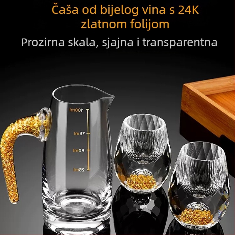 Fasetna čaša za ispuštanje kreativnog kristalnog stakla zlatna folija bijela čaša za vino veleprodaja čaša za alkoholna pića