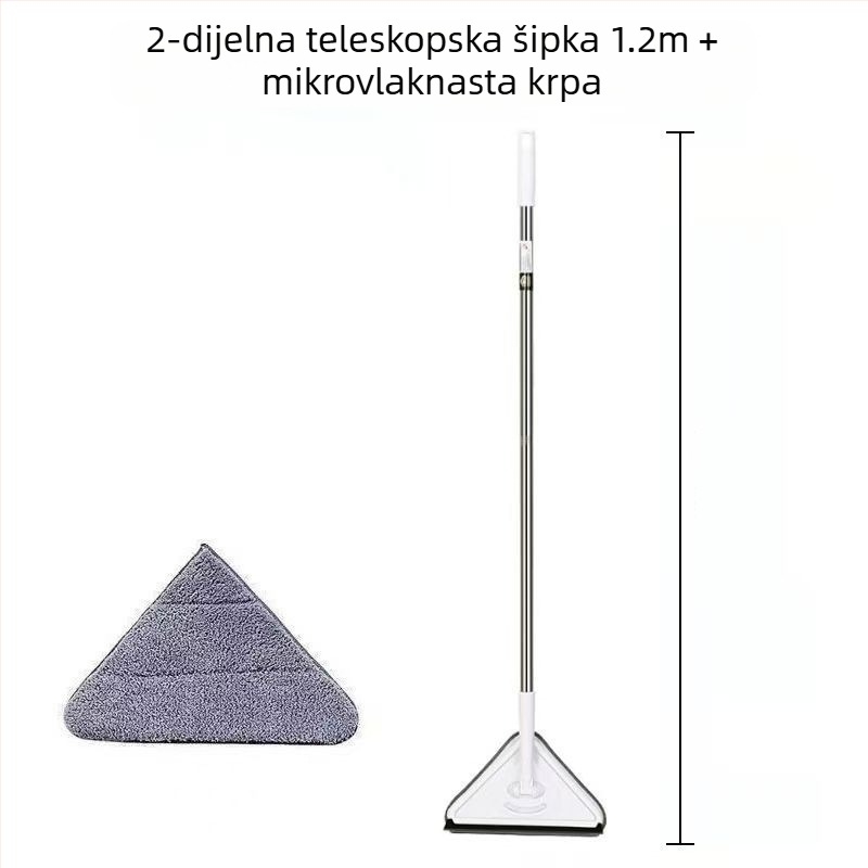 Novi trokutasti mop, ekstra veliki, rotirajući za 360 stupnjeva, za čišćenje staklenih zidova, stropova, podova i drvenih podova