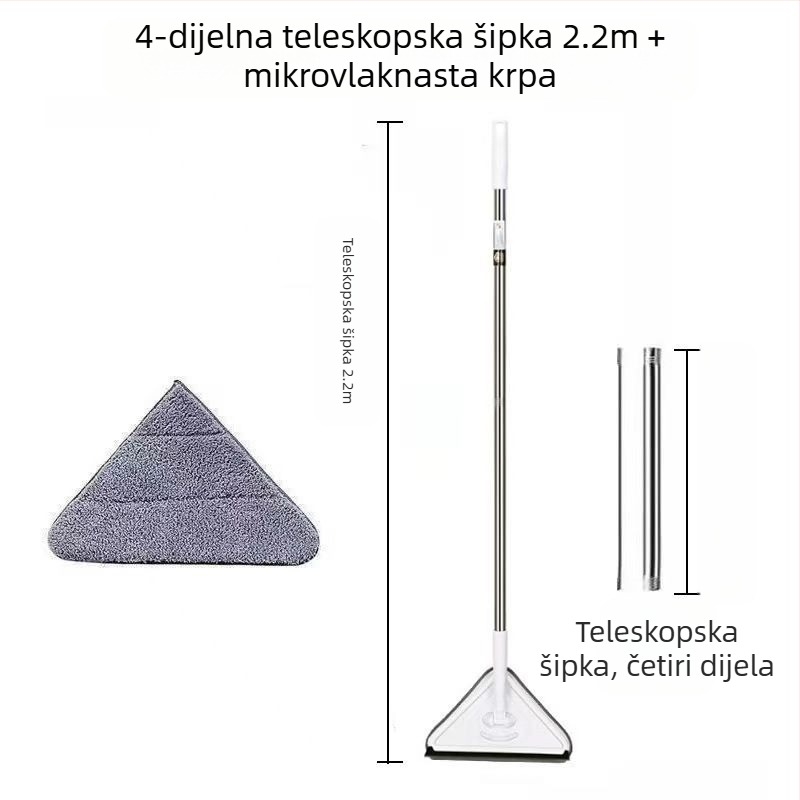 Novi trokutasti mop, ekstra veliki, rotirajući za 360 stupnjeva, za čišćenje staklenih zidova, stropova, podova i drvenih podova