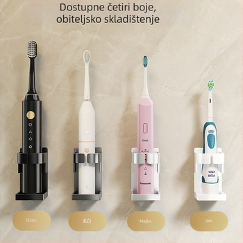 Stalak za pohranu električnih četkica za zube, vješalica za čašice za ispiranje usta bez bušilice, nosač za WC školjku na zidu