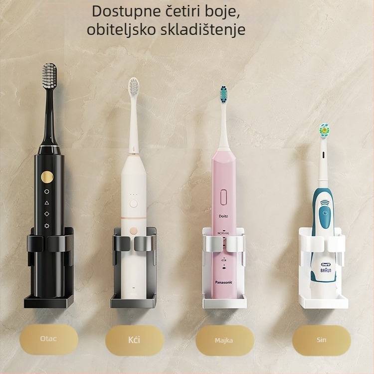 Stalak za pohranu električnih četkica za zube, vješalica za čašice za ispiranje usta bez bušilice, nosač za WC školjku na zidu