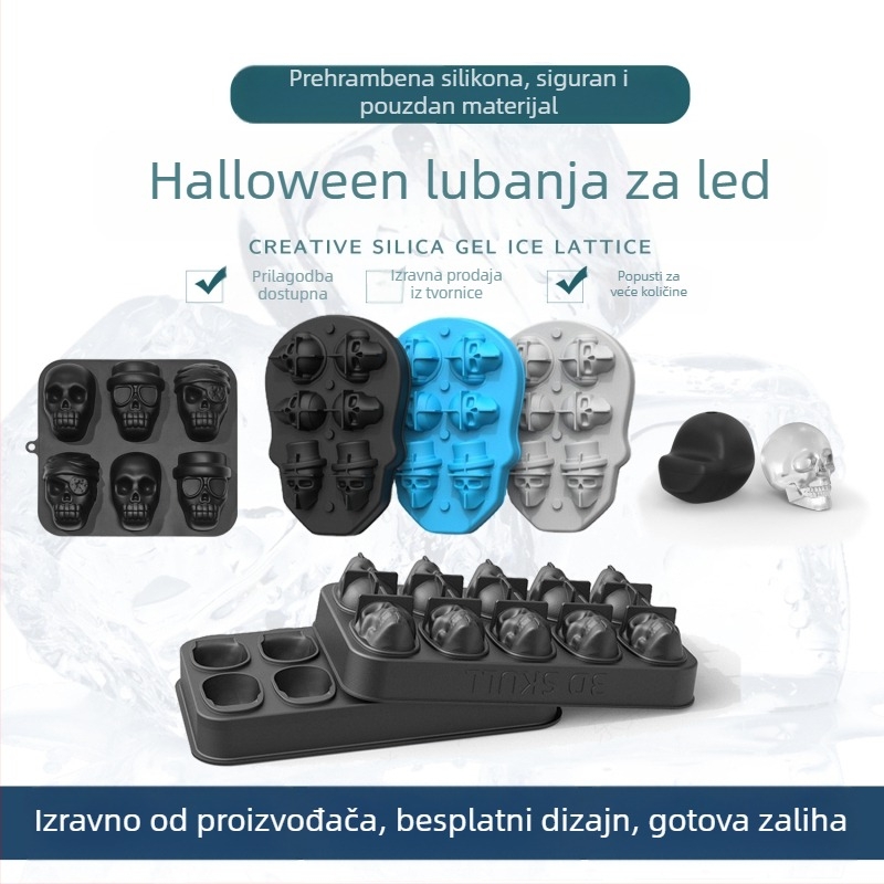 Prekogranični eksplozivni sladoled od lubanje 10 čak i kalup za čokoladu za Noć vještica Kreativni domaći silikonski sladoled s lijevkom