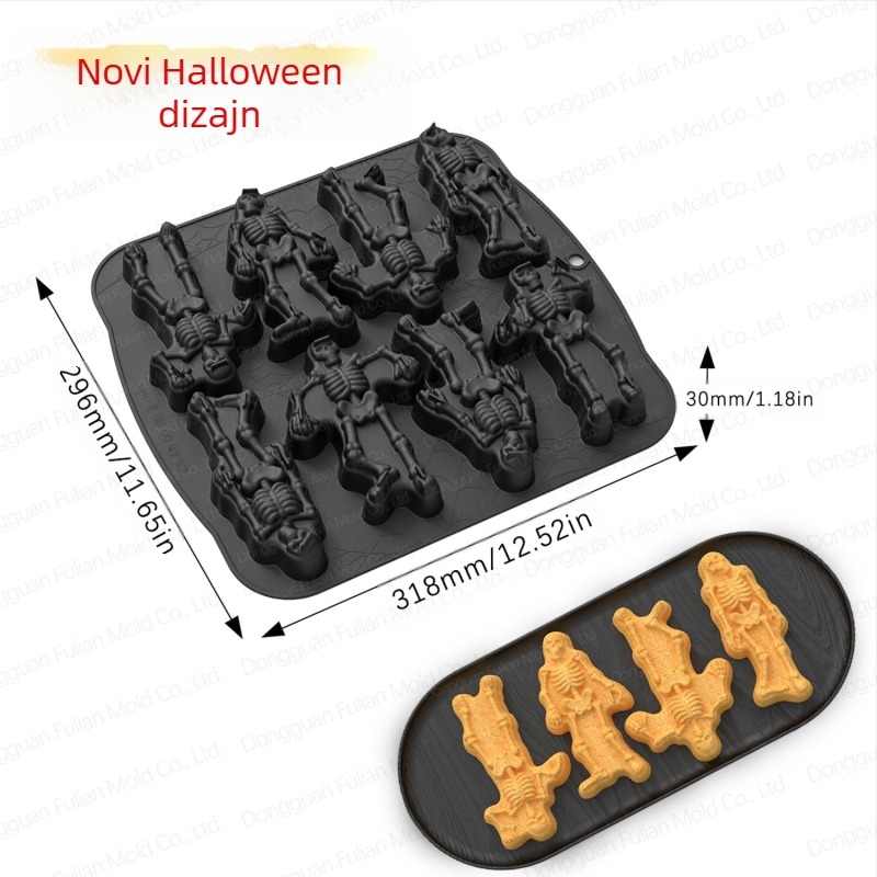 Prekogranični eksplozivni sladoled od lubanje 10 čak i kalup za čokoladu za Noć vještica Kreativni domaći silikonski sladoled s lijevkom