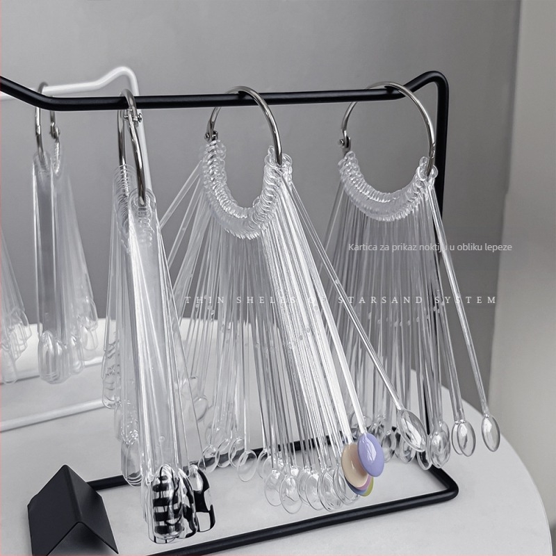 Izložbeni stalak za nokte, 50 kvadratnih okruglih žlica, ovalnog oblika, crno-bijeli željezni stalak za izlaganje, veleprodaja