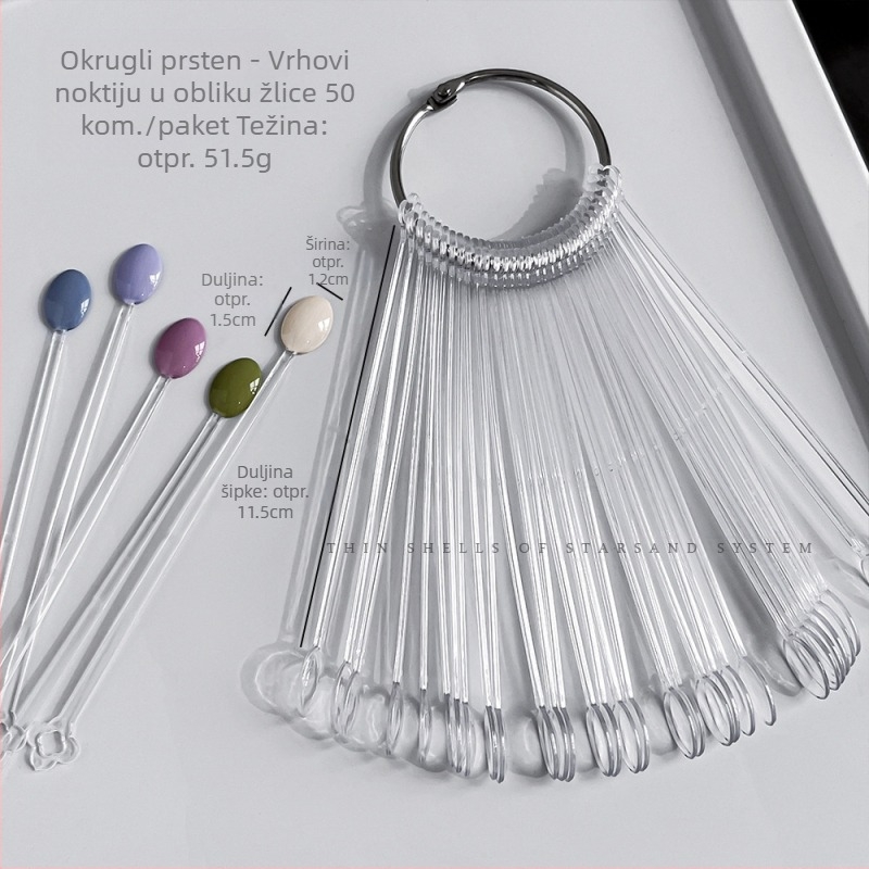 Izložbeni stalak za nokte, 50 kvadratnih okruglih žlica, ovalnog oblika, crno-bijeli željezni stalak za izlaganje, veleprodaja