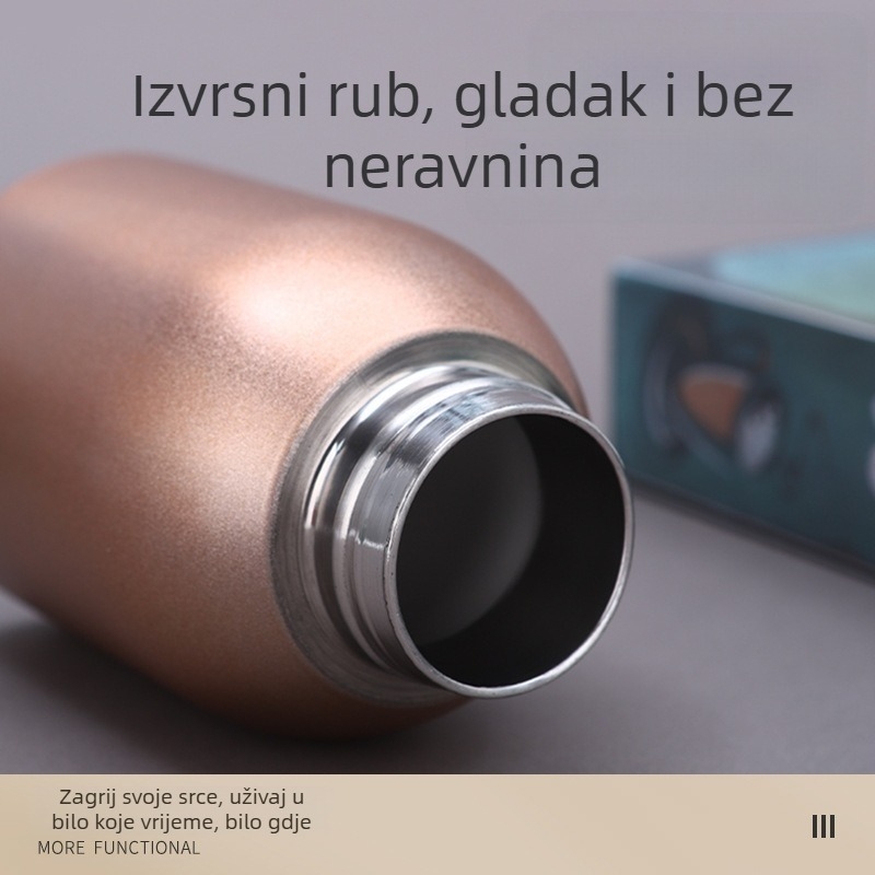 Prijenosna termosica od nehrđajućeg čelika 304, mini, mala, bucmasta, visoka vrijednost boje, mala, za trbuh, jednostavna, slijetajuća, džepna, za pratnju