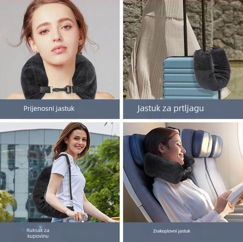 Novi putni naslon za glavu, mekani plišani podstavljeni jastučnica za odjeću i prtljagu, vanjski višenamjenski prijenosni naslon za glavu u obliku slova U