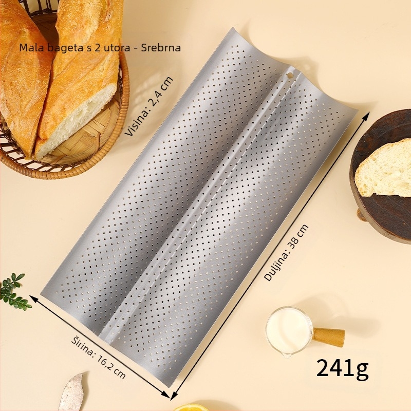 Rešetka za francuski kruh, francuski baget, baget za 4 jednake, 3 jednake, francuski baget, kalup za pečenje bageta, kalup za pečenje tijesta s neprianjajućim slojem