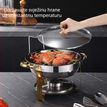 Sklopivi okrugli štednjak od nehrđajućeg čelika, zlatni, grijač za bife s sklopivim okvirom