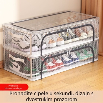 Nova kutija za pohranu cipela s dvostrukim vratima, prozirna mrežasta kutija za cipele, sklopivi stalak za cipele, ormarić za cipele na dnu kreveta u spavaonici