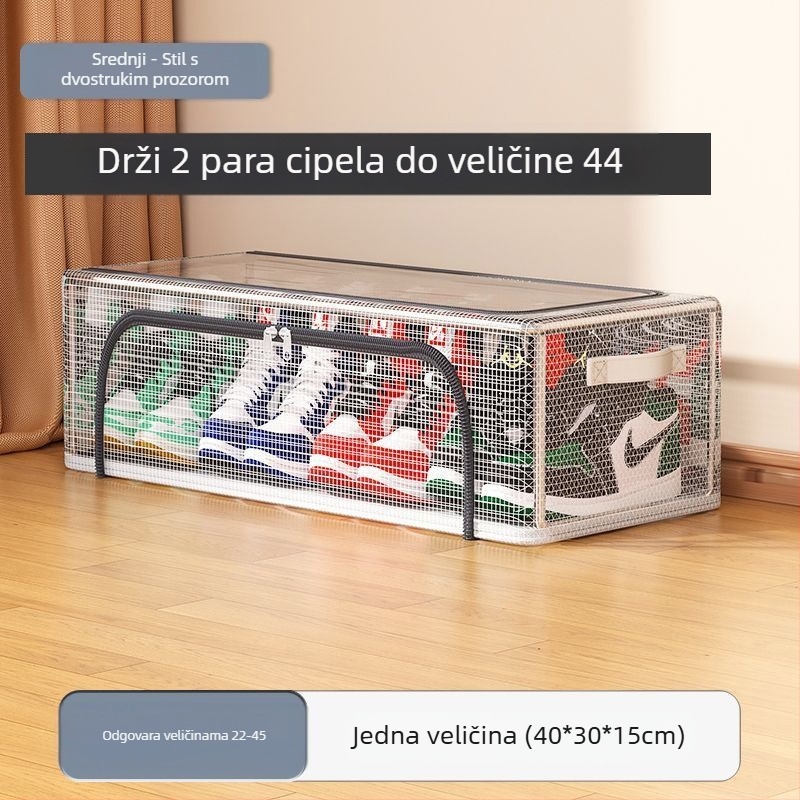 Nova kutija za pohranu cipela s dvostrukim vratima, prozirna mrežasta kutija za cipele, sklopivi stalak za cipele, ormarić za cipele na dnu kreveta u spavaonici